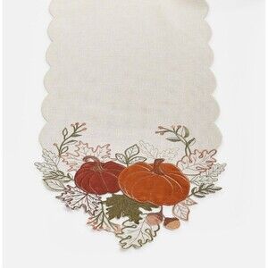 New Elrene Pumpkin Farm Cutwork Fabric Runner, 13″ x 70″